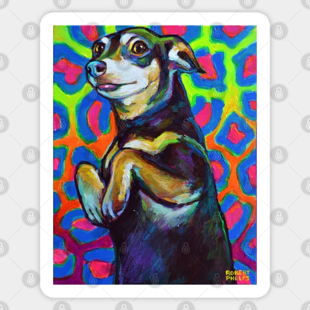 Lucy the PUNK ROCK DACHSHUND Sticker by RobertPhelpsArt